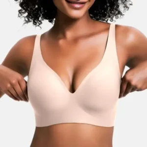 NESLEMY Wireless Womens Comfortable Wireless Bras Push Up Bralettes Seamless Tshirts Bras Deep V Everyday Bras